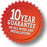 10 year guarantee on tile and stone installations