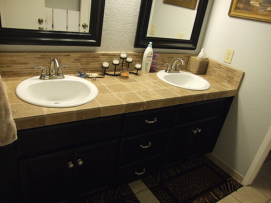 Stone tile bathroom installation