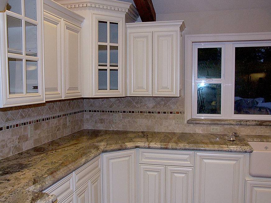 Granite countertops in kitchen