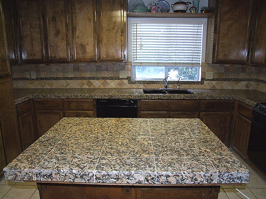 Granite countertops installed in kitchen.