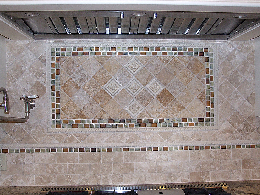 Stone tile design and intallation for kitchen.